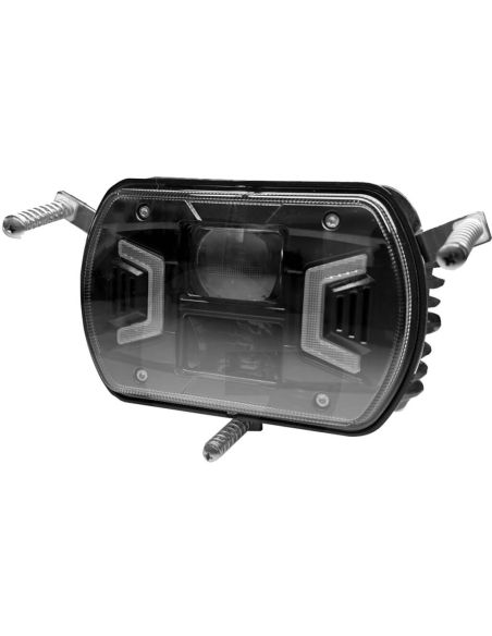 Phare de tracteur carré à LED H4 12V/24V homologué pour feux de route, feux de croisement et feux de position pour New Holland