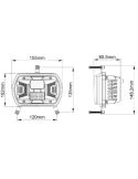 Medidas Faro LED Tractor H4 Cuadrado 12V 24V Homologado Carretera Cruce y Posición New Holland