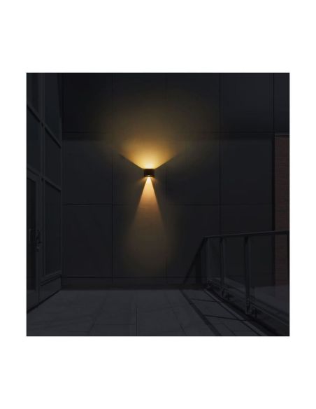 Luminária de parede externa solar VIO LED, com iluminação para cima/para baixo e sensor crepuscular, 120 lúmens, 4000K, IP54.