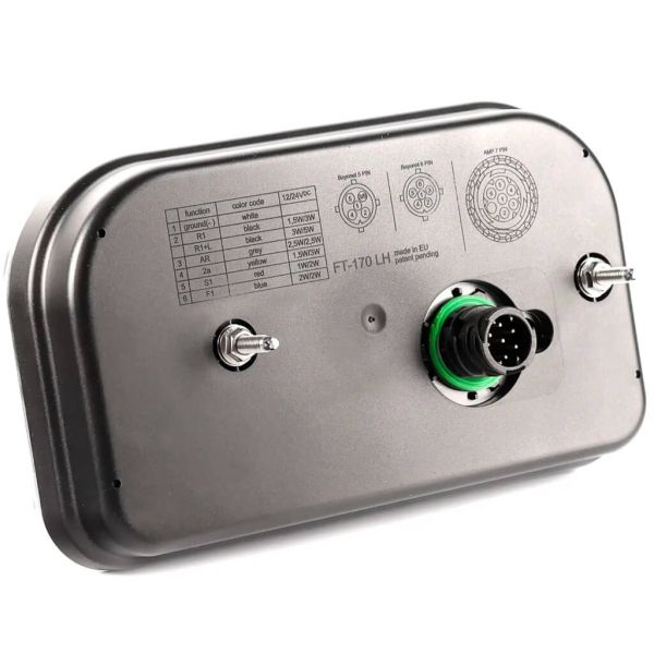 Conector de Piloto Trasero LED FT-170 12V-30V 6 Funciones AMP 7 Pin Sin Matrícula con triángulo
