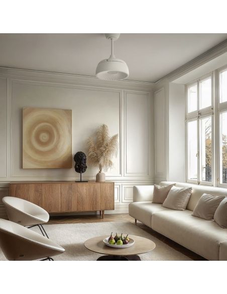 Ventoinha de teto retrátil VICTORIA XS Classic com LED, branco, Ø55cm, DC 27W, lâmpada de 12W, CCT DIM, 2100lm, IP20