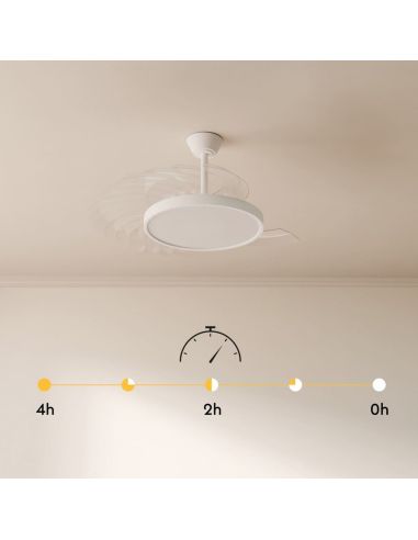 Ventilador de techo LED clásico retráctil VICTORIA XS blanco Ø55cm DC 27W luz 12W CCT DIM 2100lm IP20