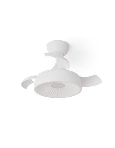 Ventilador de techo LED clásico retráctil VICTORIA XS blanco Ø55cm DC 27W luz 12W CCT DIM 2100lm IP20