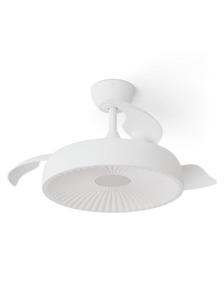 Ventilador de techo LED clásico retráctil VICTORIA S blanco Ø89cm motor DC 30W luz 16W CCT DIM 3000lm IP20
