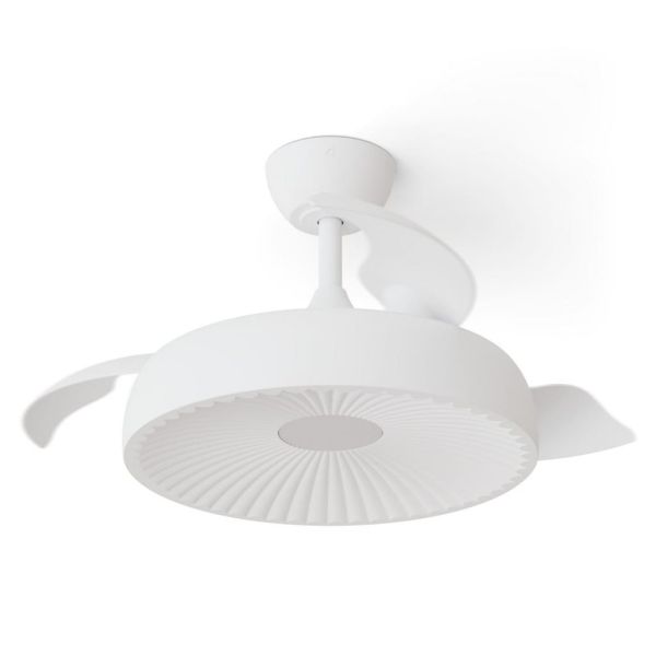 Ventilador de techo LED clásico retráctil VICTORIA S blanco Ø89cm motor DC 30W luz 16W CCT DIM 3000lm IP20