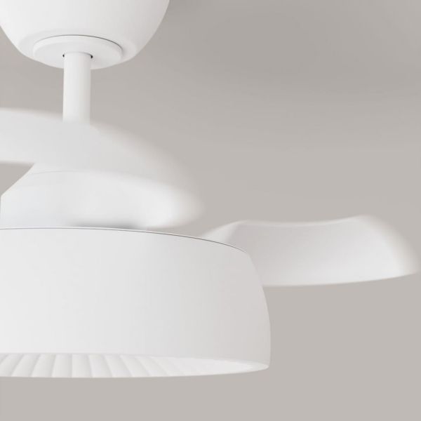 Ventilador de techo LED clásico retráctil VICTORIA S blanco Ø89cm motor DC 30W luz 16W CCT DIM 3000lm IP20
