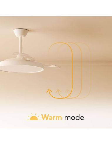 Ventilador de techo LED clásico retráctil VICTORIA S blanco Ø89cm motor DC 30W luz 16W CCT DIM 3000lm IP20