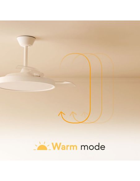Ventilador de techo LED clásico retráctil VICTORIA S blanco Ø89cm motor DC 30W luz 16W CCT DIM 3000lm IP20