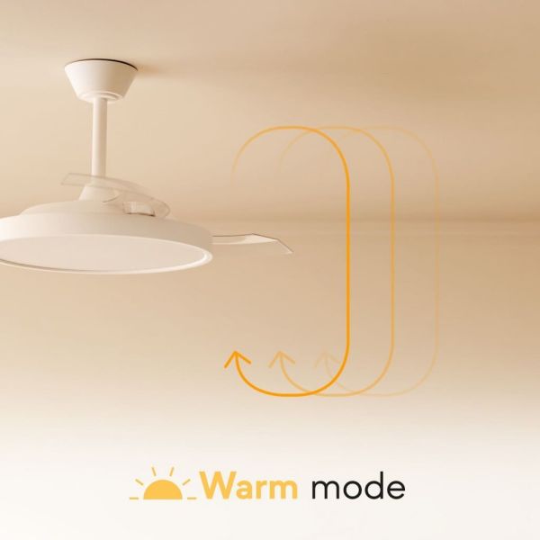 Ventilador de techo LED clásico retráctil VICTORIA S blanco Ø89cm motor DC 30W luz 16W CCT DIM 3000lm IP20
