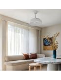 Ventilador de techo LED clásico retráctil VICTORIA S blanco Ø89cm motor DC 30W luz 16W CCT DIM 3000lm IP20