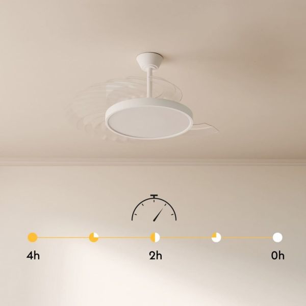 Ventilador de techo LED retráctil de diseño EMMA XS blanco Ø55cm DC 27W luz 12W CCT DIM 2100lm IP20