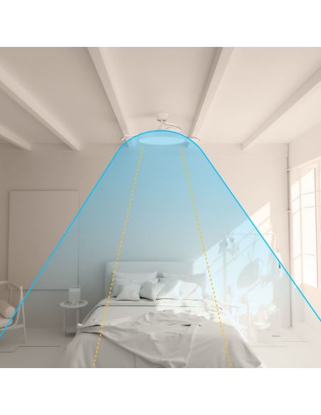 Ventoinha Ø55cm, DC 27W, lâmpada de 12W, CCT DIM, 2100lm, IP20