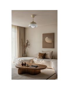 Ventoinha Ø55cm, DC 27W, lâmpada de 12W, CCT DIM, 2100lm, IP20 2