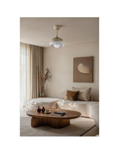 Ventilador de techo LED retráctil de diseño EMMA XS blanco Ø55cm DC 27W luz 12W CCT DIM 2100lm IP20