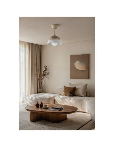 Ventoinha Ø55cm, DC 27W, lâmpada de 12W, CCT DIM, 2100lm, IP20