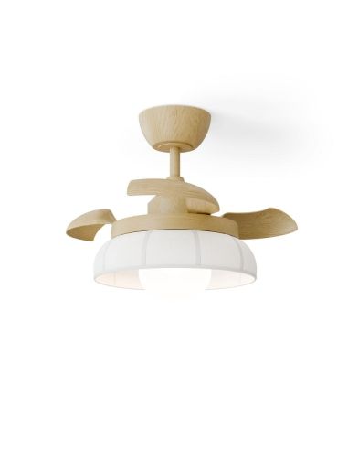 Ventilador de techo LED retráctil de diseño EMMA XS blanco Ø55cm DC 27W luz 12W CCT DIM 2100lm IP20