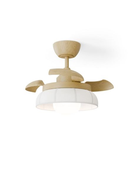 Ventilador de techo LED retráctil de diseño EMMA XS blanco Ø55cm DC 27W luz 12W CCT DIM 2100lm IP20