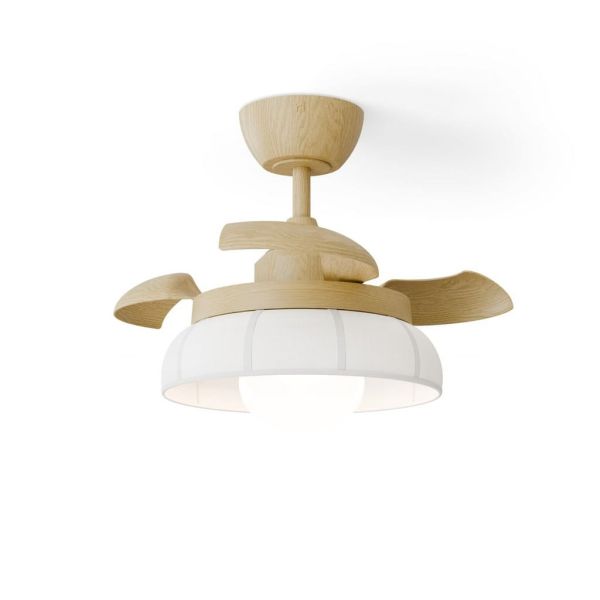 Ventilador de techo LED retráctil de diseño EMMA XS blanco Ø55cm DC 27W luz 12W CCT DIM 2100lm IP20