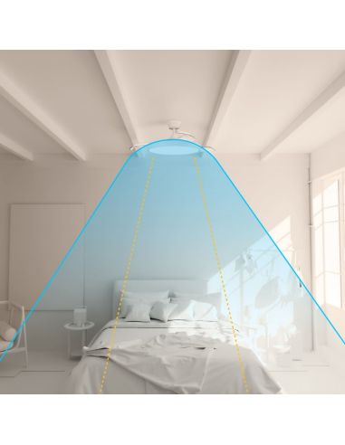 Ventilador de techo LED retráctil de diseño EMMA S blanco Ø89cm DC 18W luz 16W CCT DIM 3000lm IP20