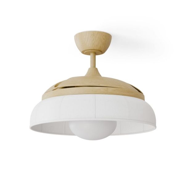 Ventilador de techo LED retráctil de diseño EMMA S blanco Ø89cm DC 18W luz 16W CCT DIM 3000lm IP20