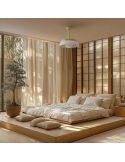 Ventilador de techo LED retráctil de diseño EMMA S blanco Ø89cm DC 18W luz 16W CCT DIM 3000lm IP20