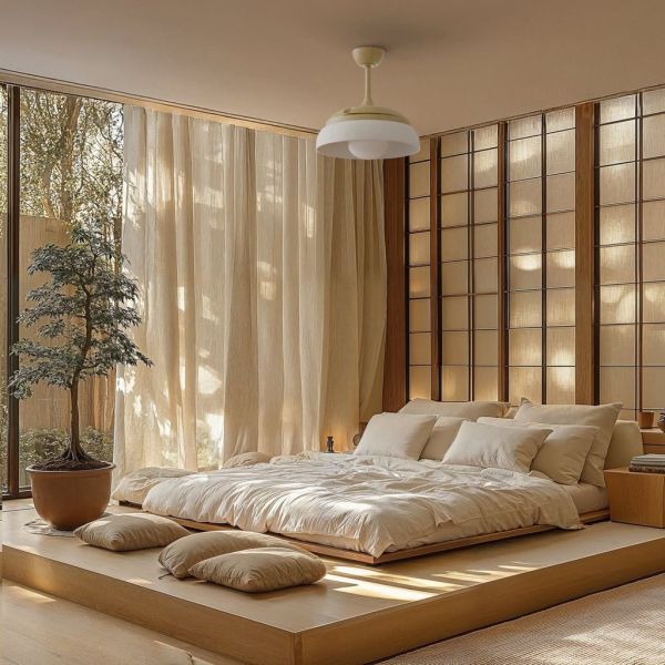 Ventilador de techo LED retráctil de diseño EMMA S blanco Ø89cm DC 18W luz 16W CCT DIM 3000lm IP20