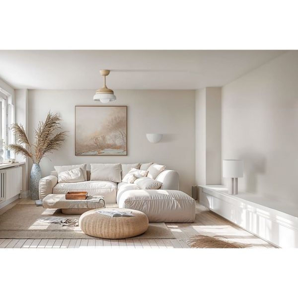 Ventilador de techo LED retráctil de diseño EMMA S blanco Ø89cm DC 18W luz 16W CCT DIM 3000lm IP20