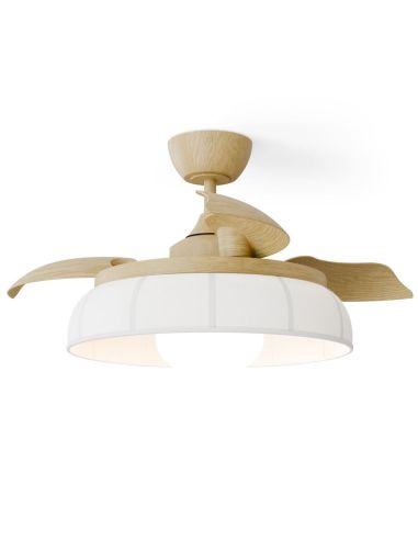 Ventilador de techo LED retráctil de diseño EMMA S blanco Ø89cm DC 18W luz 16W CCT DIM 3000lm IP20