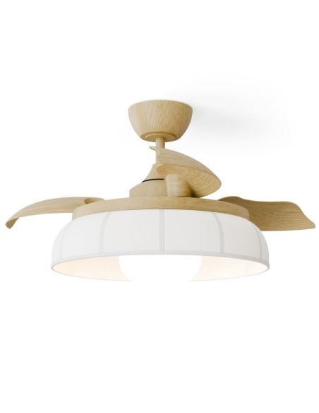 Ventilador de techo LED retráctil de diseño EMMA S blanco Ø89cm DC 18W luz 16W CCT DIM 3000lm IP20