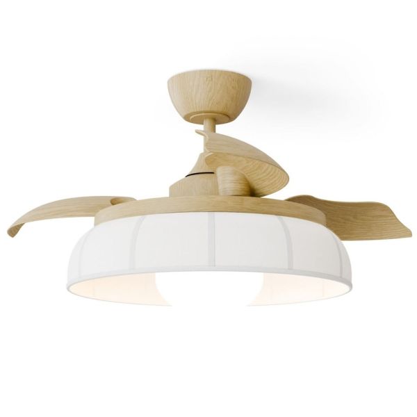 Ventilador de techo LED retráctil de diseño EMMA S blanco Ø89cm DC 18W luz 16W CCT DIM 3000lm IP20