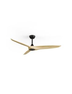Ventilador de techo interior/exterior NOVA Ø152cm negro palas madera clara DC 36W IP44