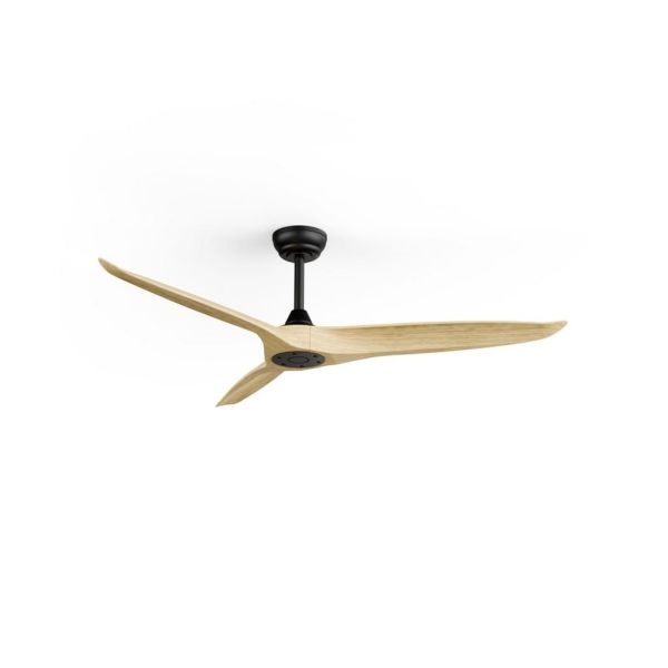 Ventilador de techo interior/exterior NOVA Ø152cm negro palas madera clara DC 36W IP44