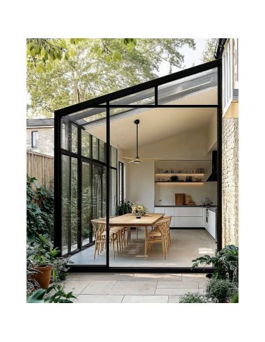 Ventilador de techo interior/exterior NOVA Ø152cm negro palas madera clara DC 36W IP44