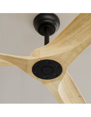 Ventilador de techo interior/exterior NOVA Ø152cm negro palas madera clara DC 36W IP44