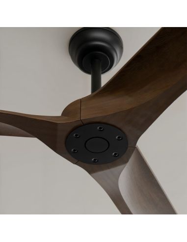 Ventilador de techo interior/exterior NOVA Ø152cm negro palas madera oscura DC 36W IP44