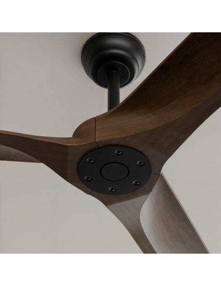 Ventilador de techo interior/exterior NOVA Ø152cm negro palas madera oscura DC 36W IP44