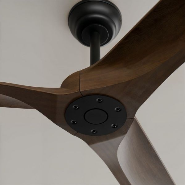 Ventilador de techo interior/exterior NOVA Ø152cm negro palas madera oscura DC 36W IP44