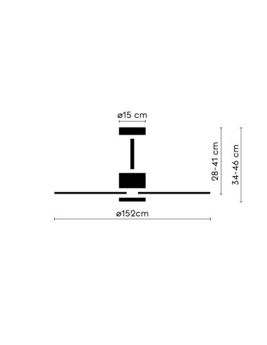 Ventoinha de teto NOVA para uso interno/externo, Ø152cm, preto com pás de madeira escura, DC 36W, IP44