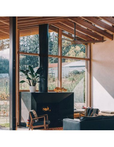 Ventilateur de plafond intérieur/extérieur NOVA Ø152cm Noir avec pales en bois foncé CC 36W IP44