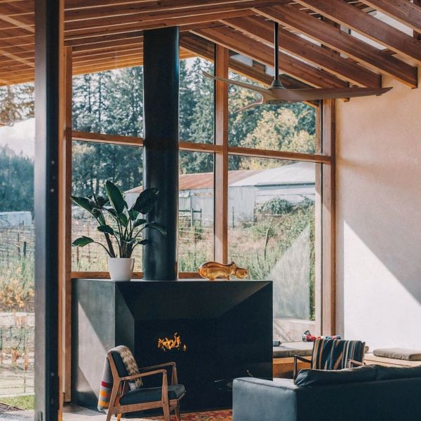 Ventilador de techo interior/exterior NOVA Ø152cm negro palas madera oscura DC 36W IP44