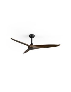 Ventoinha de teto NOVA para uso interno/externo, Ø152cm, preto com pás de madeira escura, DC 36W, IP44