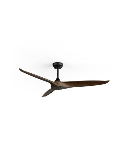 Ventilador de techo interior/exterior NOVA Ø152cm negro palas madera oscura DC 36W IP44