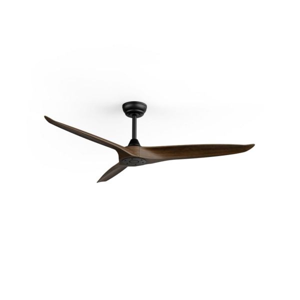 Ventilador de techo interior/exterior NOVA Ø152cm negro palas madera oscura DC 36W IP44