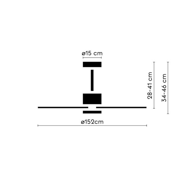 Ventilador de techo LED interior/exterior NOVA Ø152cm negro madera clara, 36W luz 18W CCT DIM DC, IP44