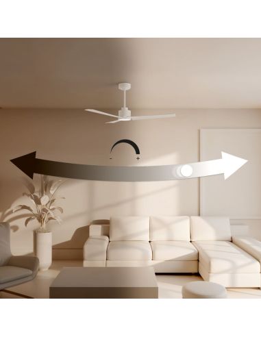 Ventilador de techo LED interior/exterior NOVA Ø152cm negro madera clara, 36W luz 18W CCT DIM DC, IP44