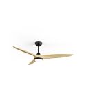 Ventilador de techo LED interior/exterior NOVA Ø152cm negro madera clara, 36W luz 18W CCT DIM DC, IP44