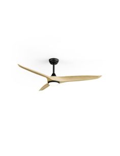 Ventilador de techo LED interior/exterior NOVA Ø152cm negro madera clara, 36W luz 18W CCT DIM DC, IP44