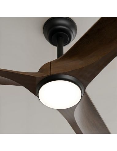 Ventilateur de plafond LED intérieur/extérieur NOVA Ø152 cm Noir Bois foncé, 36 W Lumière 18 W CCT DIM CC, IP44