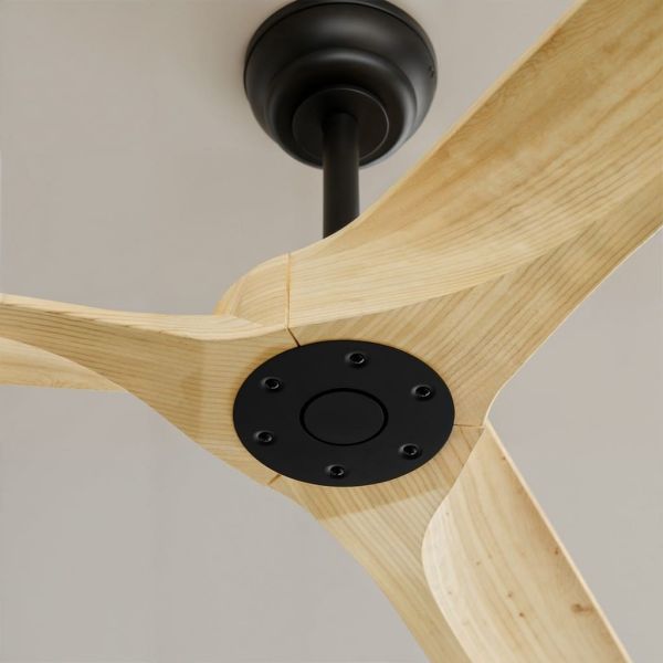 Ventilateur de plafond intérieur/extérieur NOVA XL Ø185 cm Noir Bois clair, pour grands espaces DC 46 W IP44