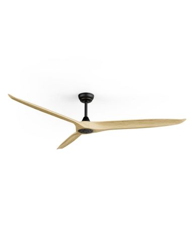 Ventilador de techo interior/exterior NOVA XL Ø185cm negro madera clara, para espacios amplios DC 46W IP44